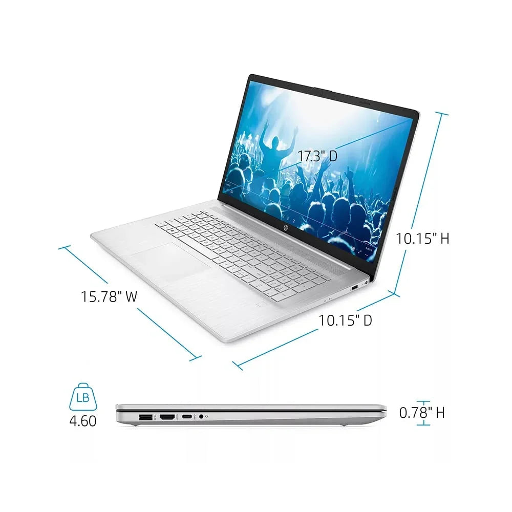HP 2021 17.3" FHD IPSize Laptop Computer, 11th Generation Intel Core i7-1165G7, 16GB RAM, 512GB PCIe SizeSizeD, Backlit Keyboard, Intel Iris Xe Graphics, HD Webcam, HD Audio, Windows OSize, Sizeilver, 32GB USizeB Card