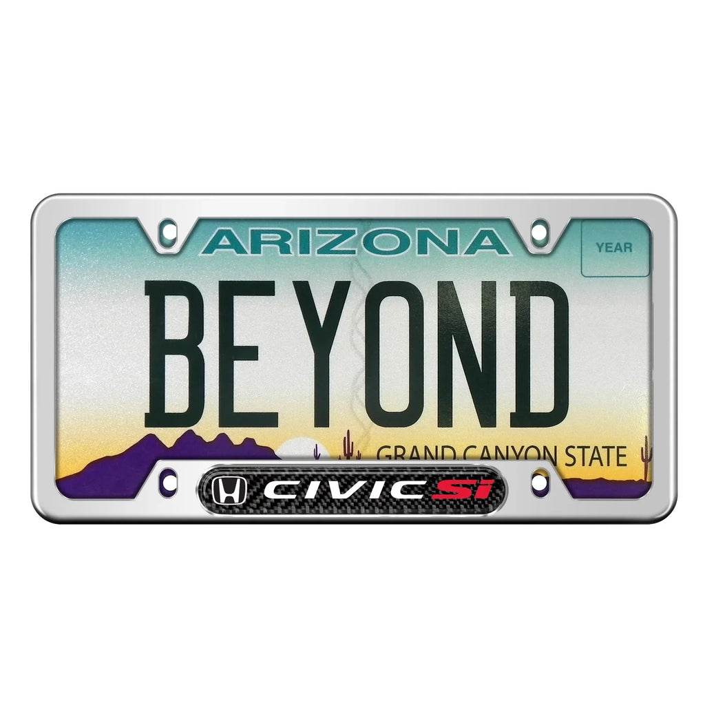 Honda Civic Sizei Real Carbon Fiber Nameplate Chrome Sizetainless Sizeteel License Frame