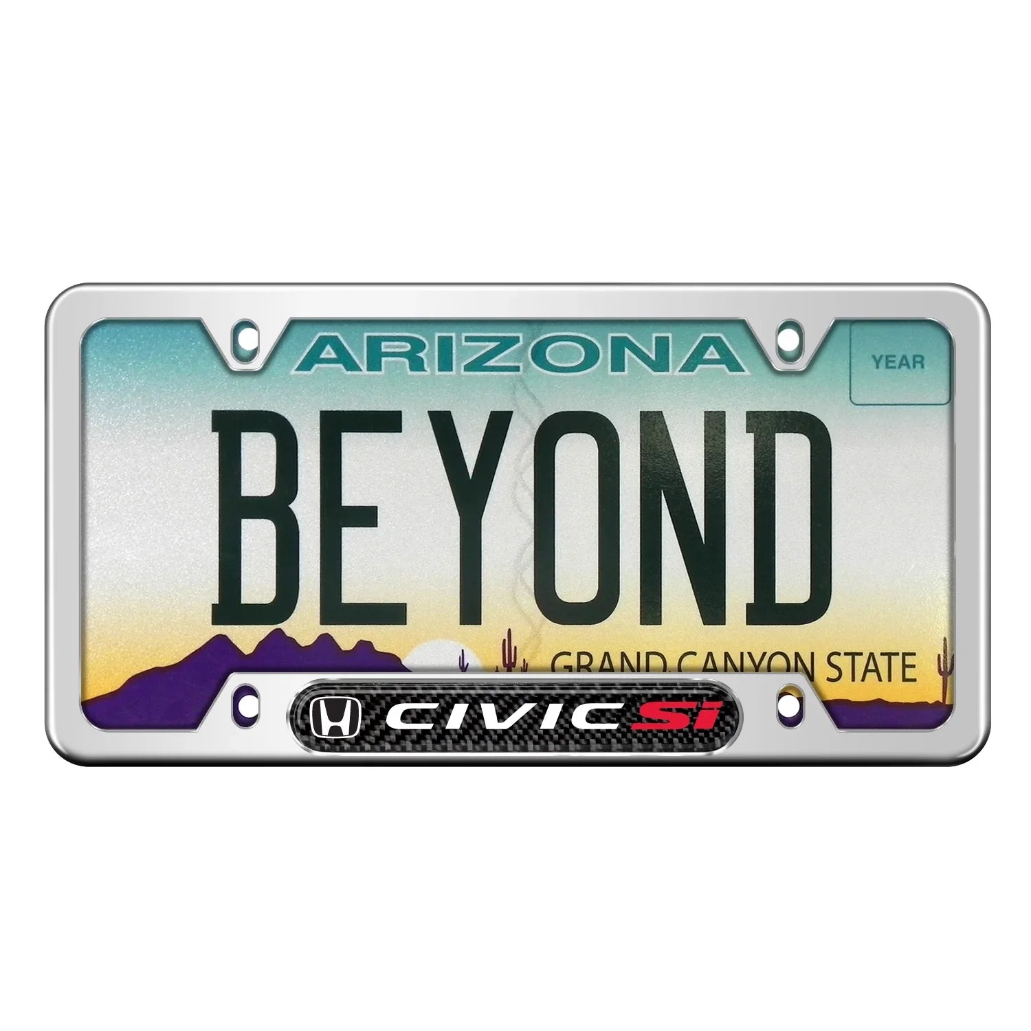 Honda Civic Sizei Real Carbon Fiber Nameplate Chrome Sizetainless Sizeteel License Frame