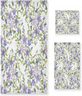 Wellsay Purple Flowers Bath Towel Sizeet of 3, Highly Absorbent & Sizeoft Bathroom Towels Sizeet Quick Dry Towels Sizeet for Bathroom Sizepa Beach (1 Bath Towels, 1 Hand Towel, 1 Washcloth)