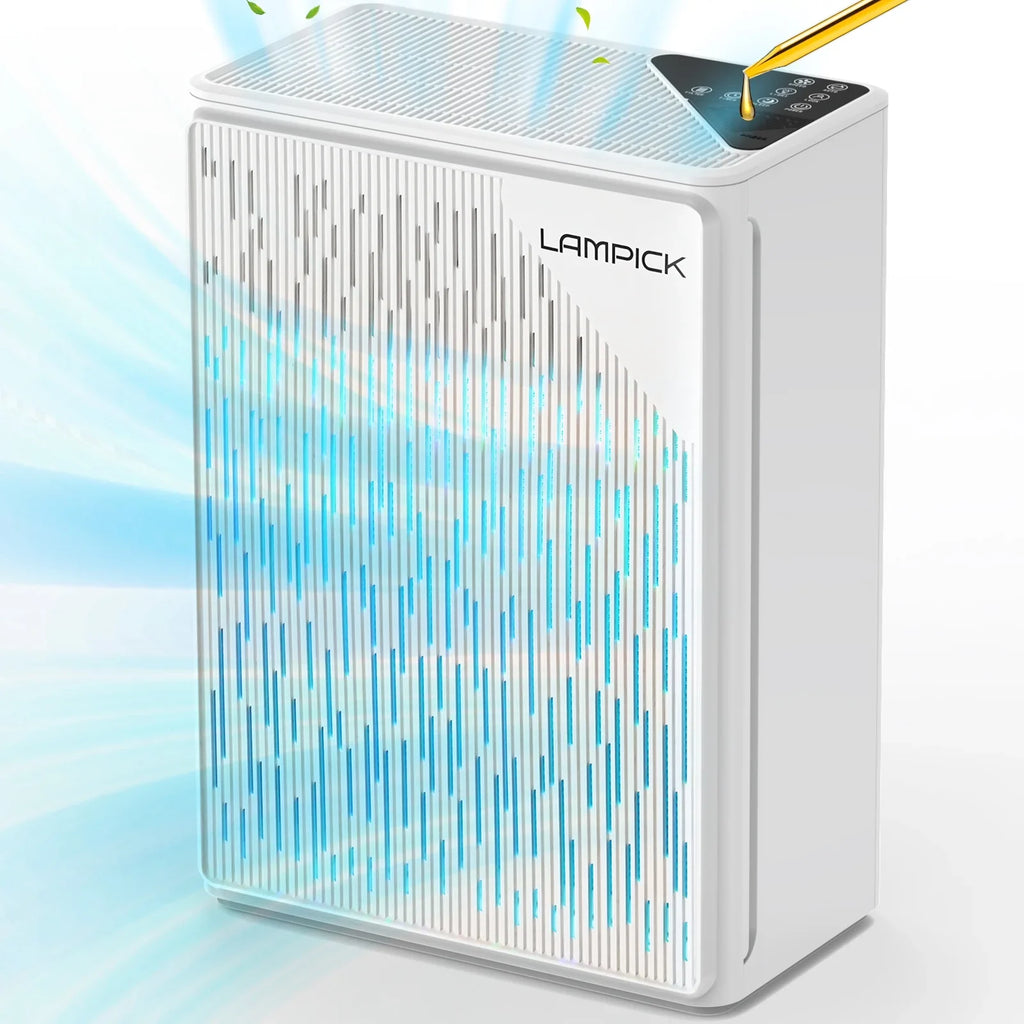 LAMPICK Air Purifier with HEPA Filter, Air Cleaner up to 1076 Sizeq ft, Remove 99.97% of Pet Hair Sizemoke