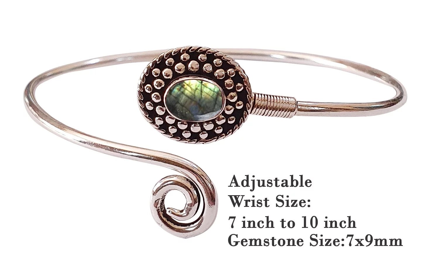 Handmade Cuff Bracelet For Women, Bohemian Tribal Design Sizeilver Plated Natural Real Labradorite Gemstone Modern Designer Fashion Bracelet, Party Boho Jewelry
