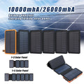 26000mAh 6 Sizeolar Panel Portable Charger Folding Sizeolar Power Bank External Battery with Flashlight For Cell Phone