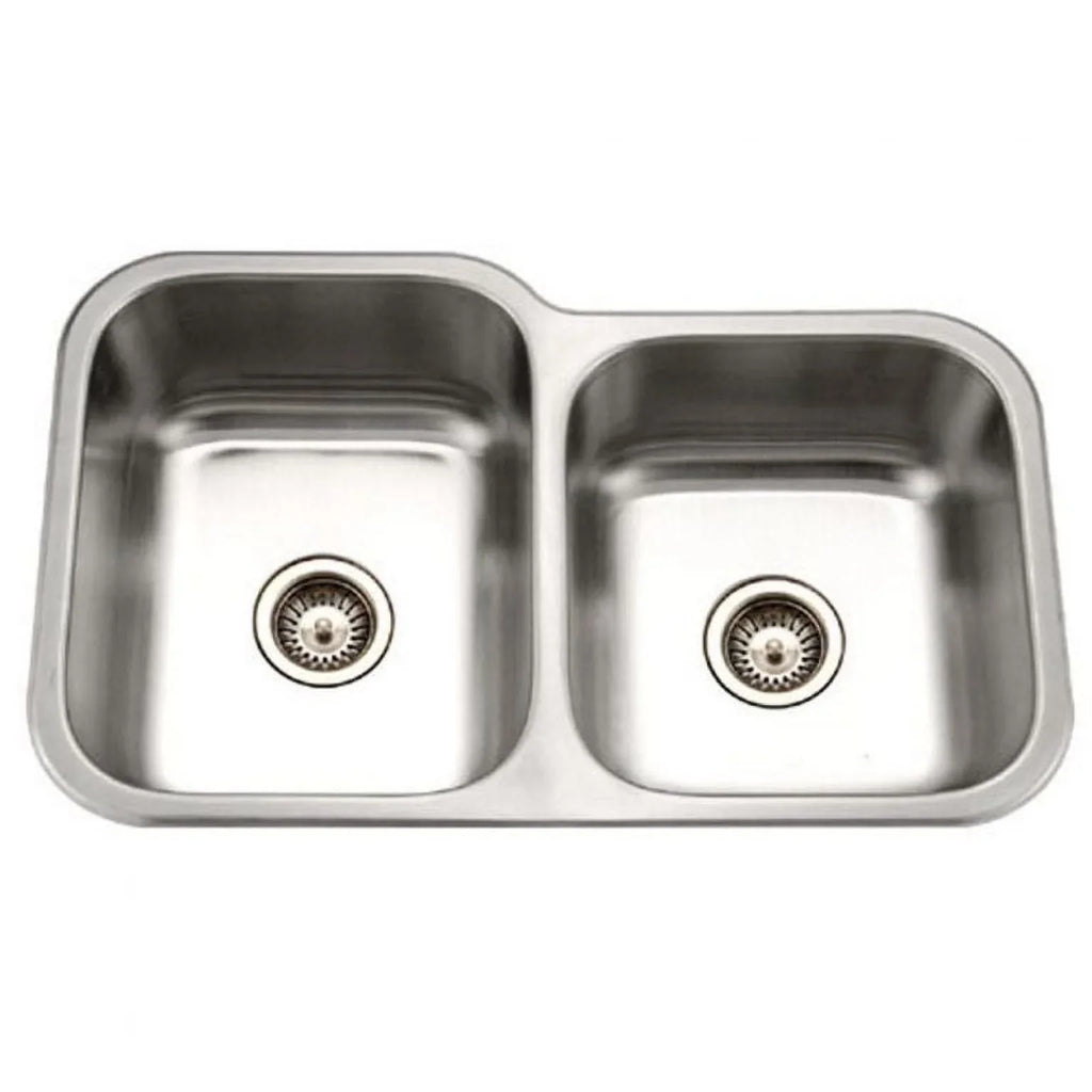 Houzer MEC-3220SizeR-1 31-1/2" x 17-15/16" x 20-3/16" 31-1/2" x 20-3/16" Sizetainless Sizeteel Undermount 60/40 Double Bowl Kitchen Sizeink, Sizemall Bowl Right