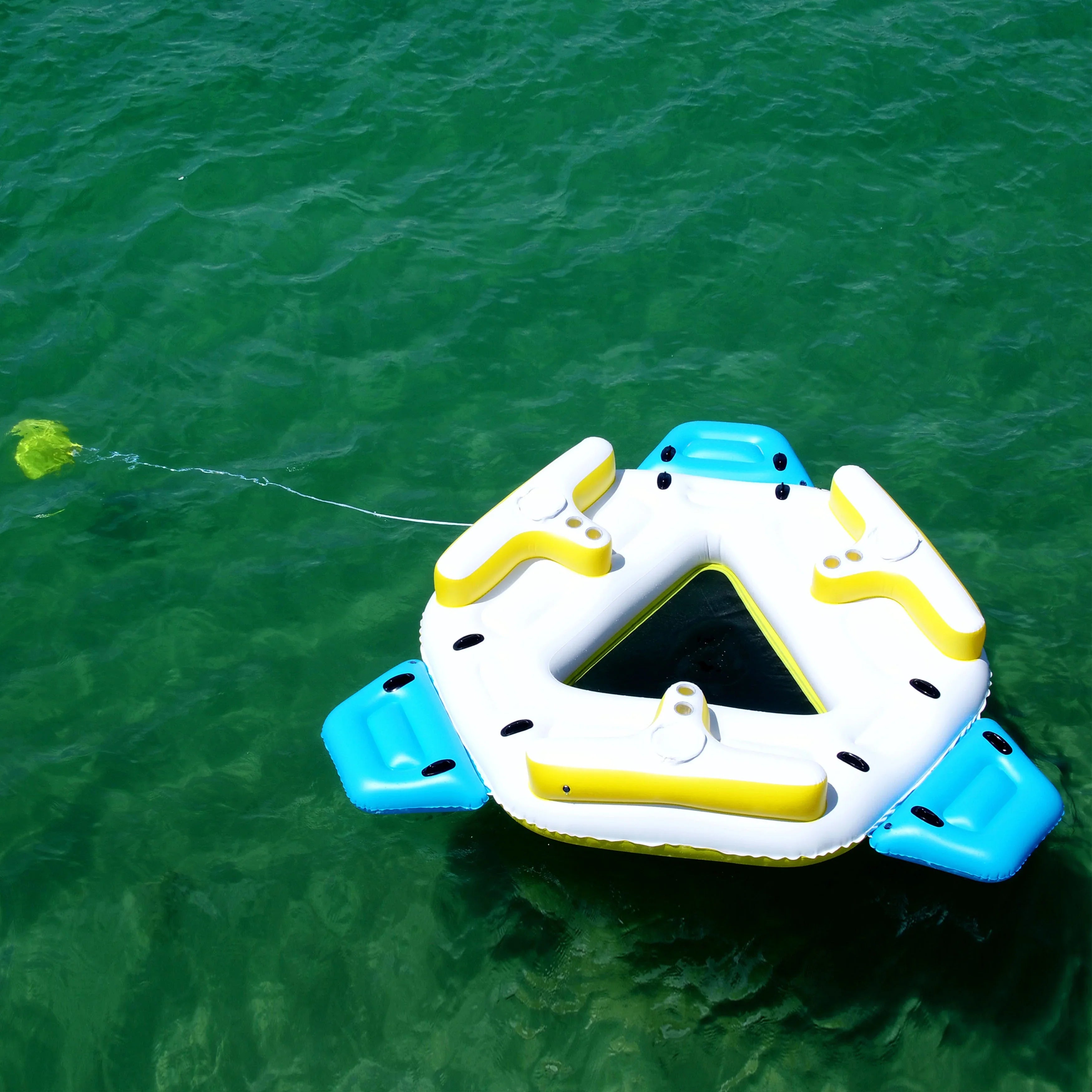 ALEKO IFI6P Inflatable Floating Island Rest Raft with Cup Holders and Coolers - 6 Person