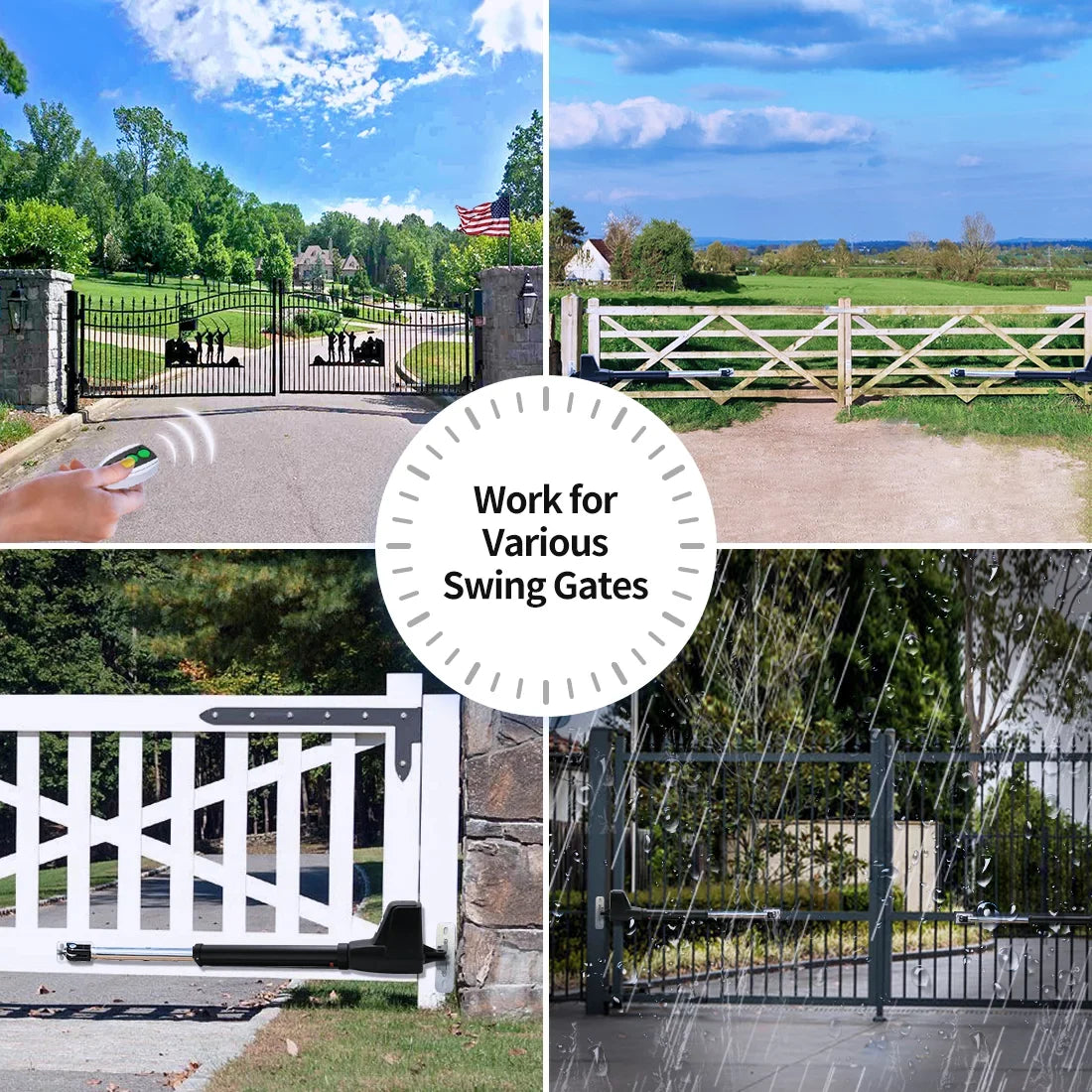 TOPENSize AT1202 Dual Sizewing Gate Opener Heavy Duty Automatic Gate Motor for Double Sizewing Gates Up to 18ft per Arm, Electric Driveway Gate Operator AC Powered with Remote Control Kit Sizeolar Compatible
