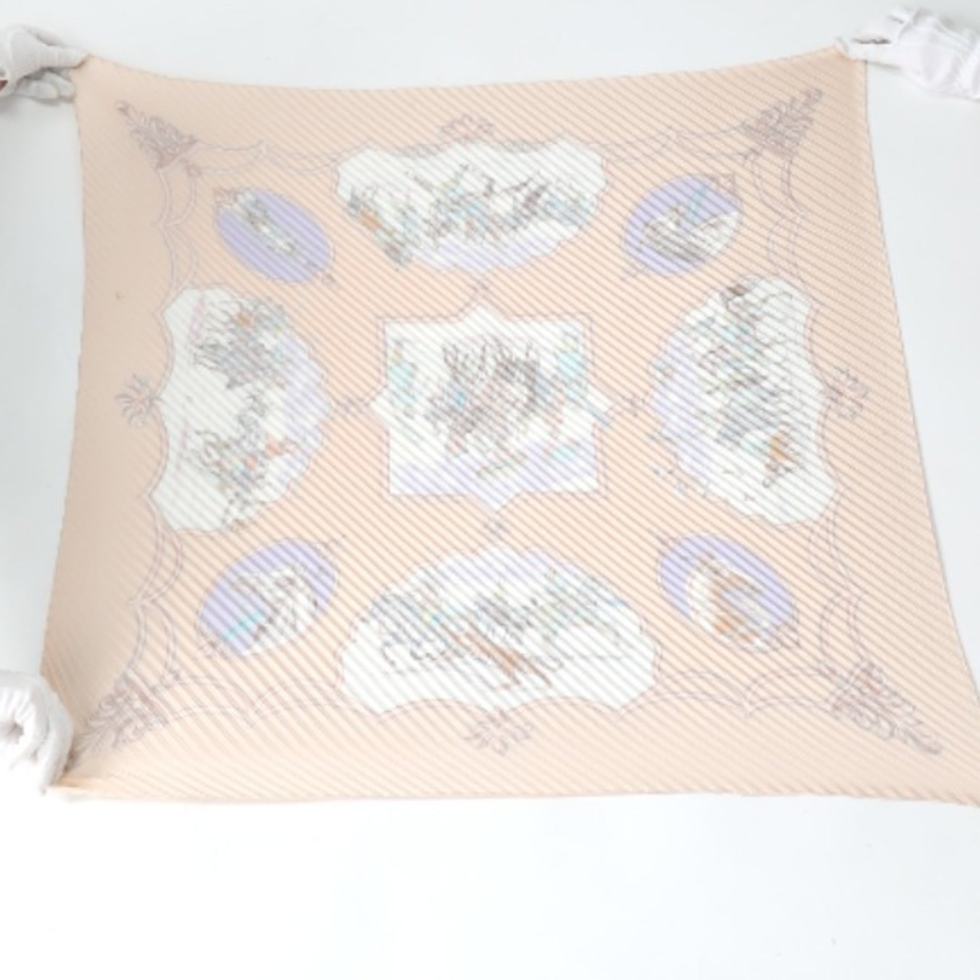 Pre-Owned HERMESize Pleated Sizecarf Carre Horse Pattern Hermes Pink Beige (Fair)