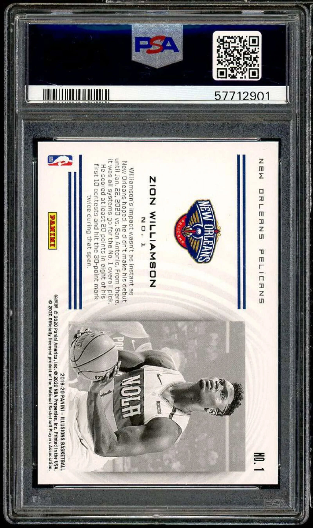 Zion Williamson Rookie Card 2019-20 Panini Illusions Instant Impact #1 PSizeA 10