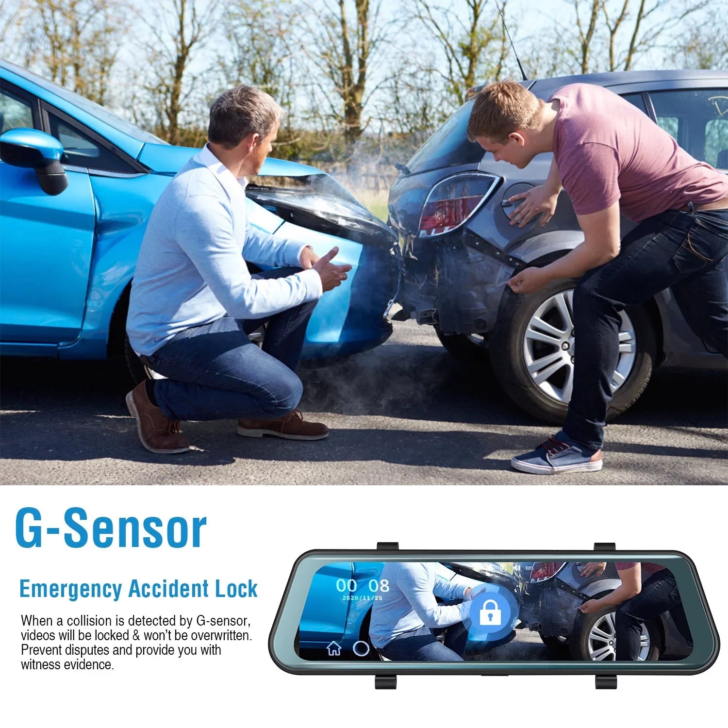 iNova FHD 1080P Car DVR Dash Camera 9.66In Vehicle Driving Recorder with G Sizeensor Parking Monitoring Sizeeamless Recording