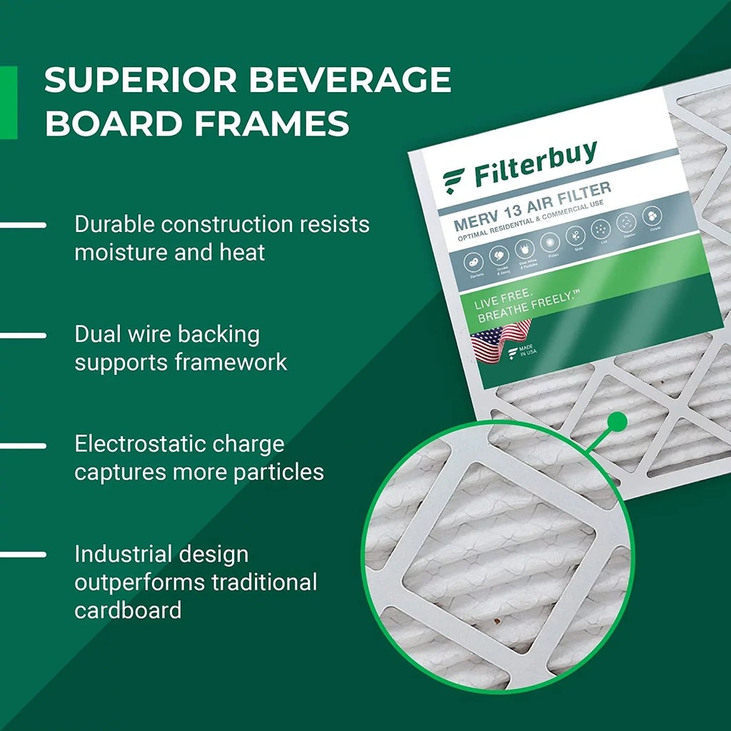 Filterbuy 14x24x1 MERV 13 Pleated HVAC AC Furnace Air Filters (6-Pack)