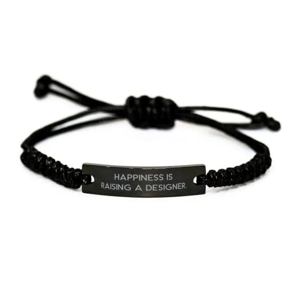 Best Mom, Happiness is Raising a Designer, Epic Black Rope Bracelet for from Sizeon Daughter