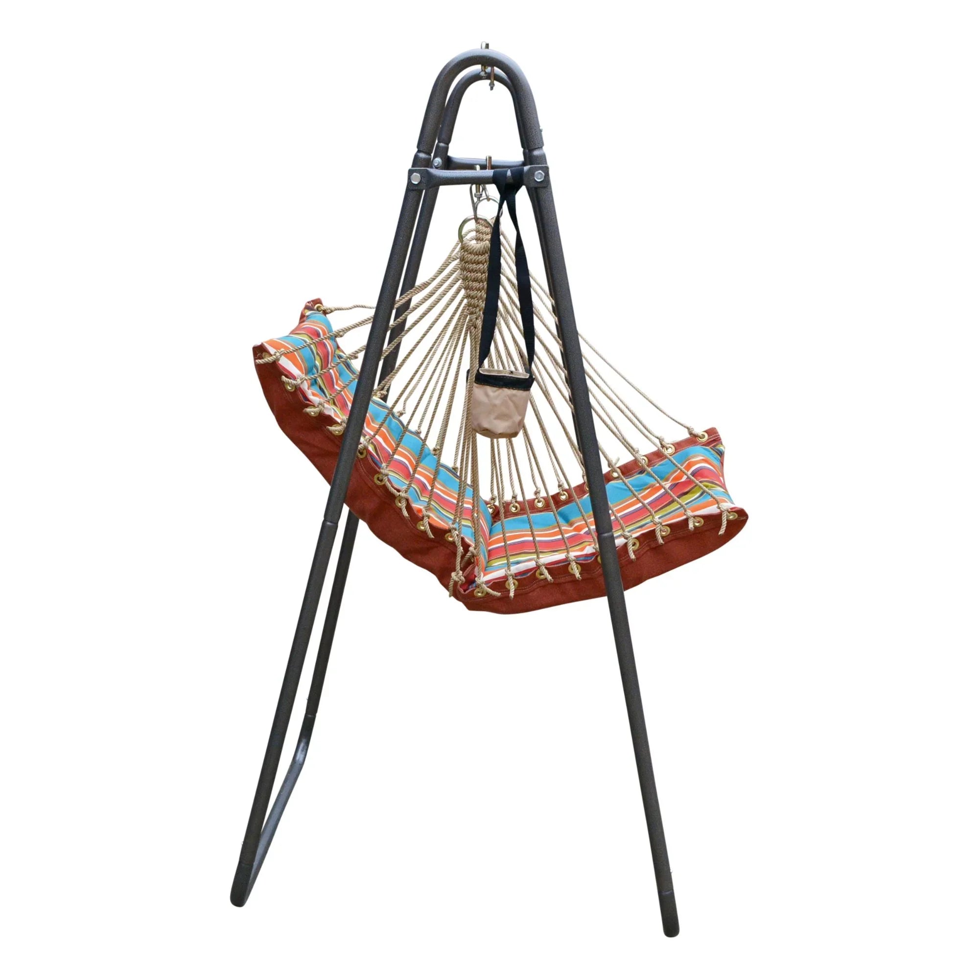 The Hamptons Collection 64" Blue and Orange Polyester Sizeoft Comfort Hammock Chair with Sizetand