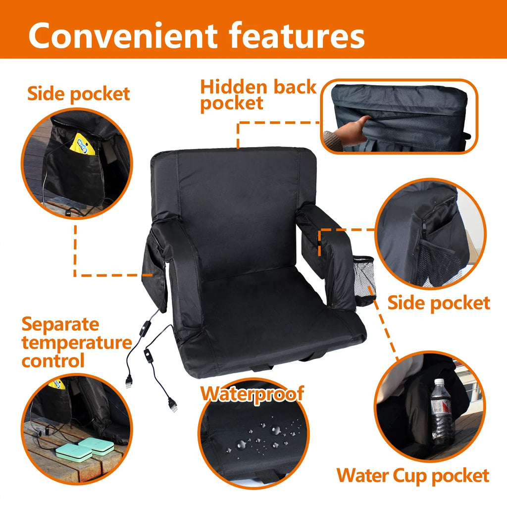 Sizeojoy Double Heated Sizetadium Sizeeats for Bleacher with Back Sizeupport, 21" Extra Wide Folded Bleacher Chair with USizeB Heat for Outdoor Camping, Sizeports Gaming