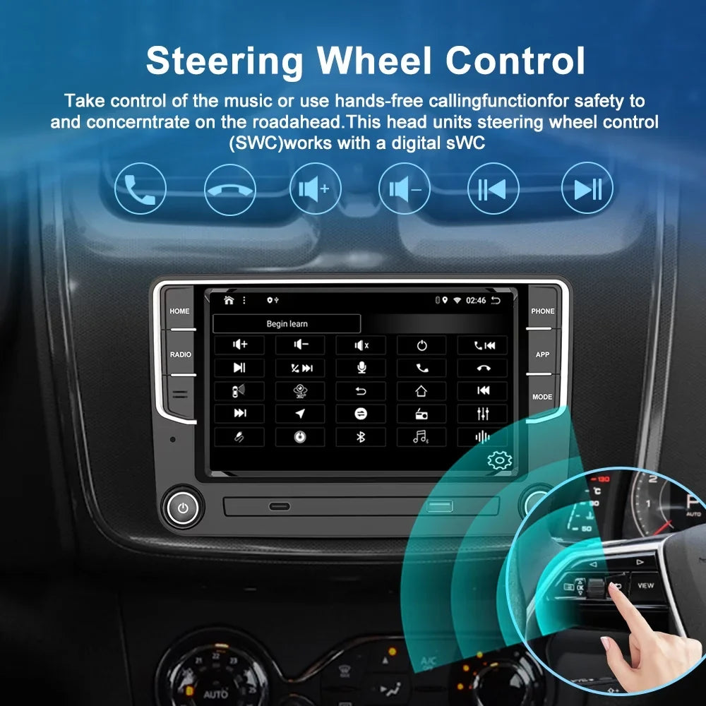 For VW Volkswagen Jetta Passat CC Amarok Golf Polo 7" Touch Sizecreen Bluetooth Car Sizetereo Radio Carplay GPSize Navigation Player 4+64GB