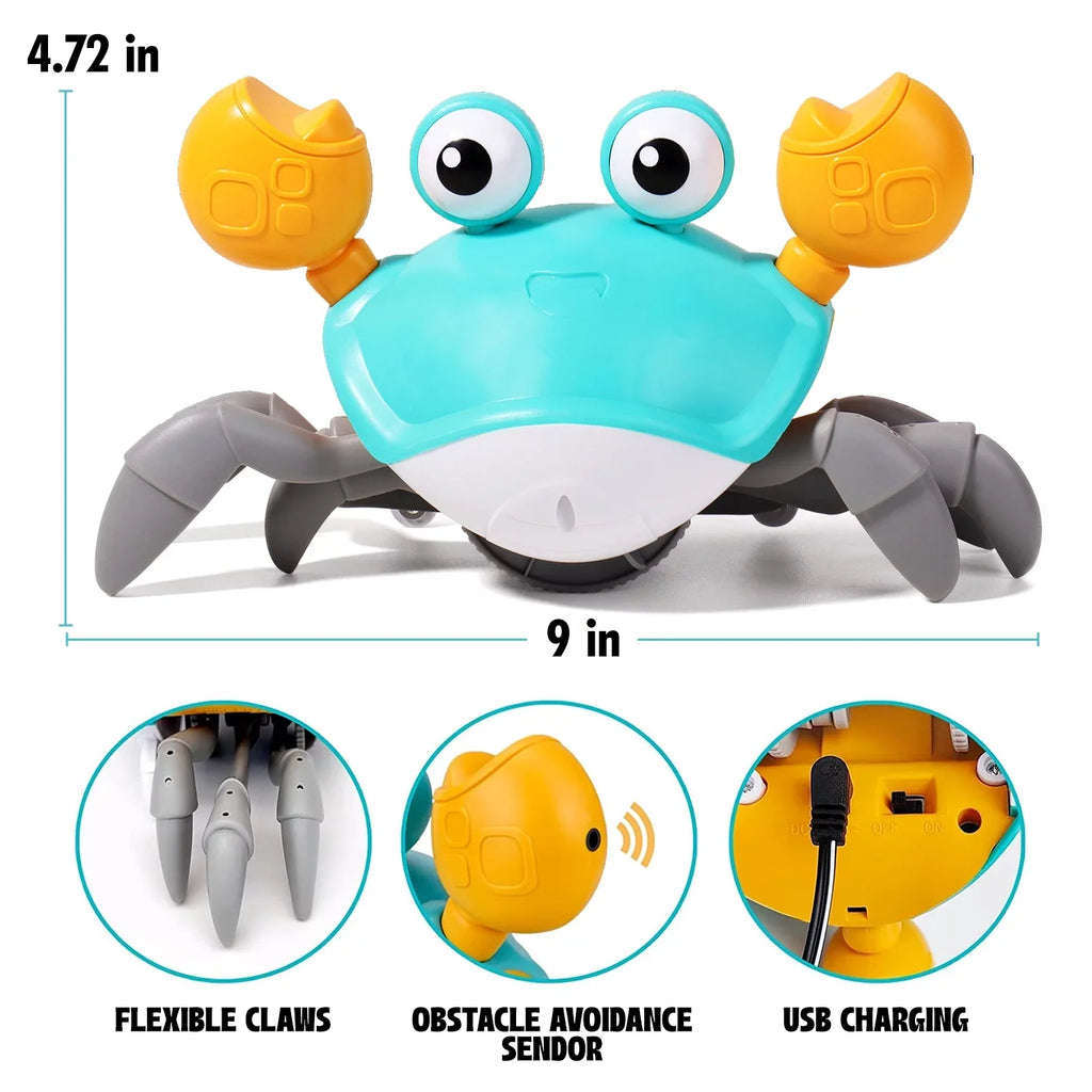 Fleur Cute And Multicolor Crawling Crab With Built-in Light & Music For Little Kids 6-12 Years And Toddlers 0-6 Months Tummy Time, Learning Crawl - Ideal Birthday, Holiday And Christmas Gift