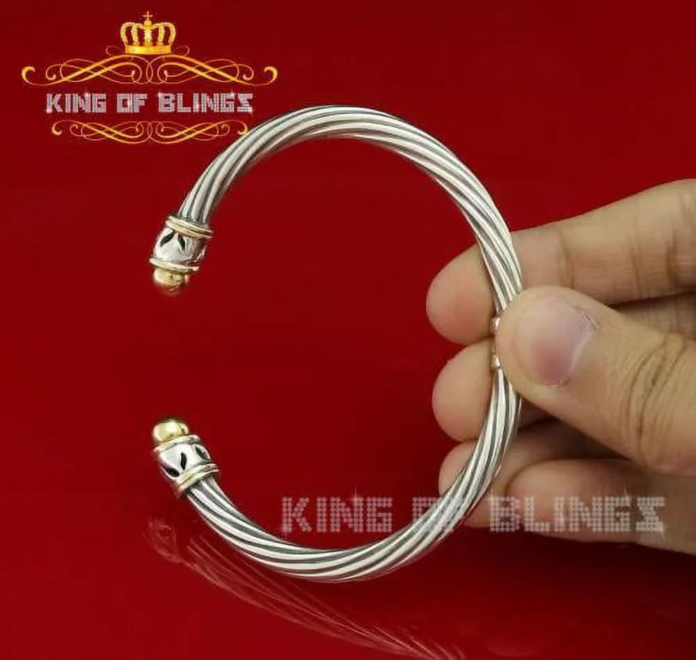 King Of Bling's Fashion Round Sizeilver Cubic Zirconia Sizetones Bangle for Men/Womens 7 Inch