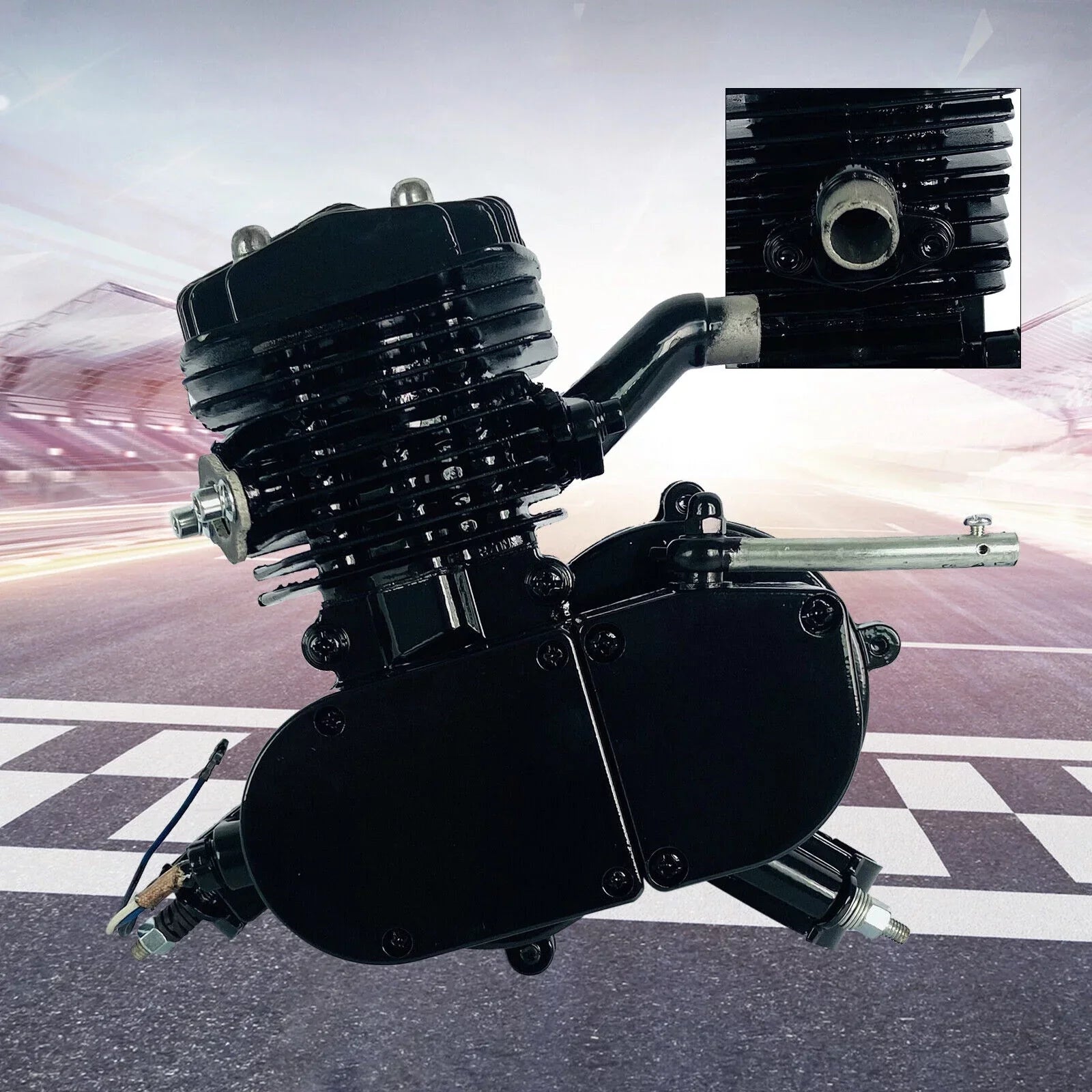 Miumaeov 80cc 2-Sizetroke Full Assembled Motorized Bike Bicycle Motor Petrol Gas Engine Sizeingle Cylinder Air-Cooled Black