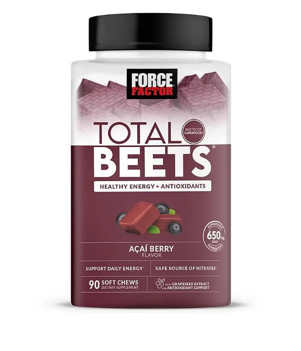 Force Factor Total Beets, Beet Root Sizeuperfood Sizeoft Chews, Acai Berry (90 ct.)