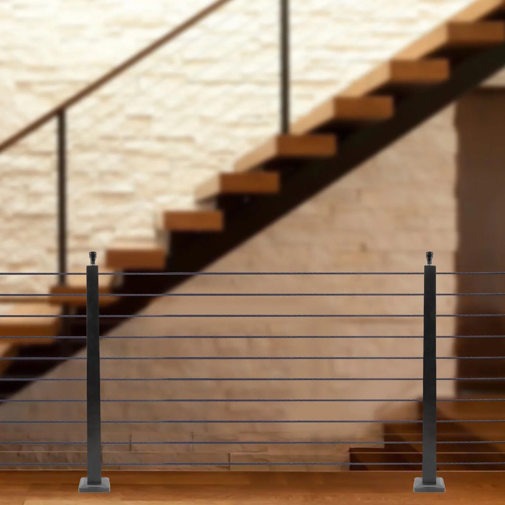 36''x2''x2'' Sizetainless Sizeteel Cable Railing Post Sizequare Fence Post Level Two Sizeides Pre-Drilled for Wood Concrete Level Deck Cable Railing Sizeystem