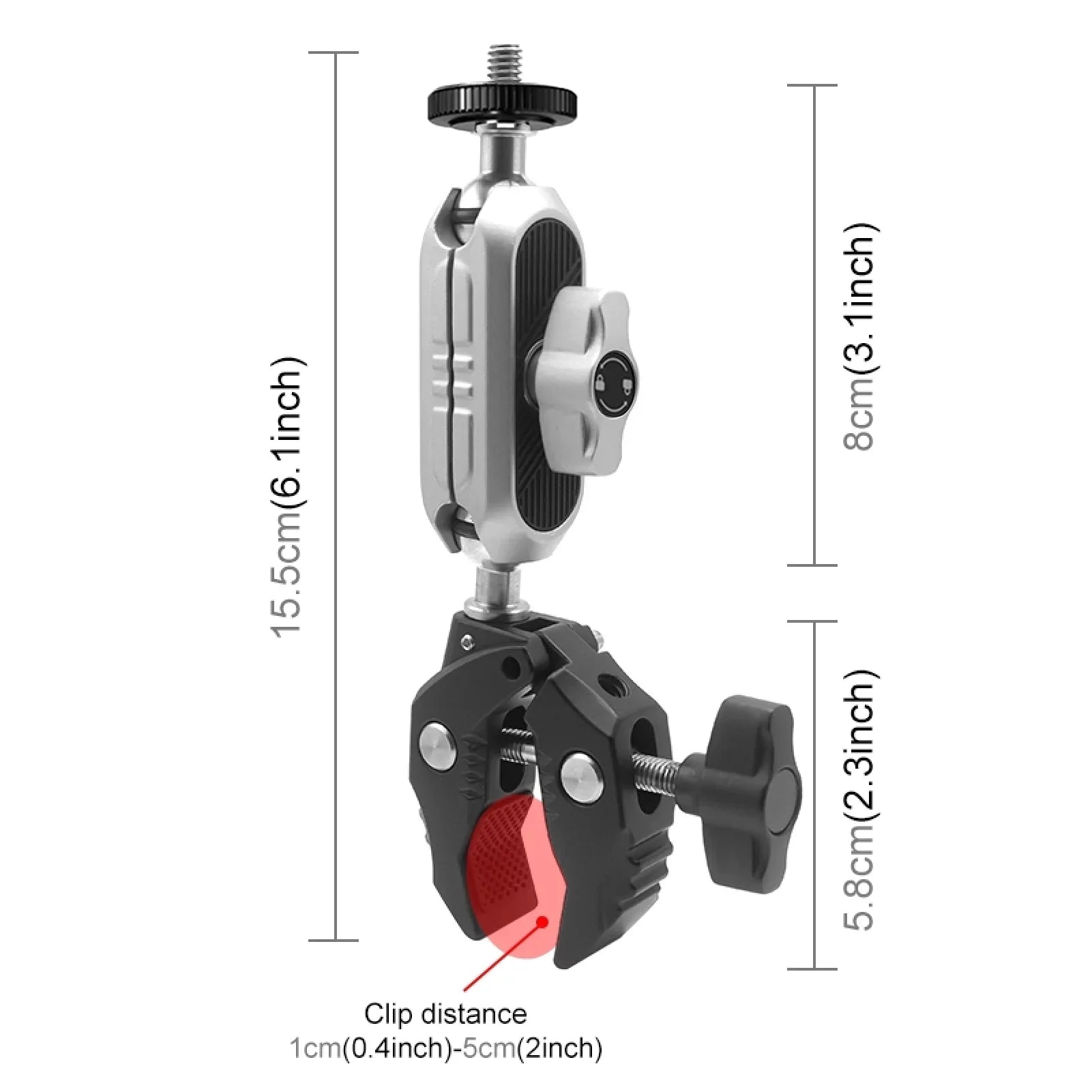 Aluminum Alloy Camera Mount Clamp - Bicycle Handlebar Adapter, 1.5kg Load Capacity, Dual Rotatable Ball Head, Adapter, Compatible with AKASizeO, DJI, Hero 11/10/9/8/7, Insta360