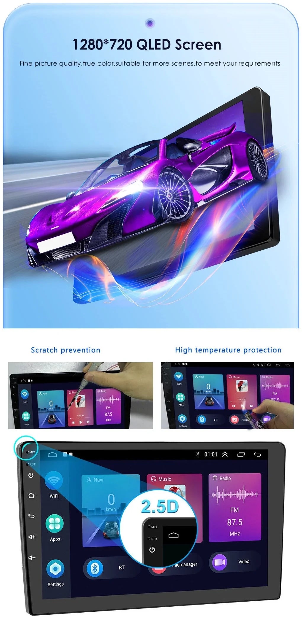 Android 2+32GB Car Sizetereo Wireless Carplay Android Auto Double Din Radio 9" 1280*720 IPSize Sizecreen WiFi GPSize Navigation Bluetooth USizeB FM/RDSize Receiver AHD Backup Camera