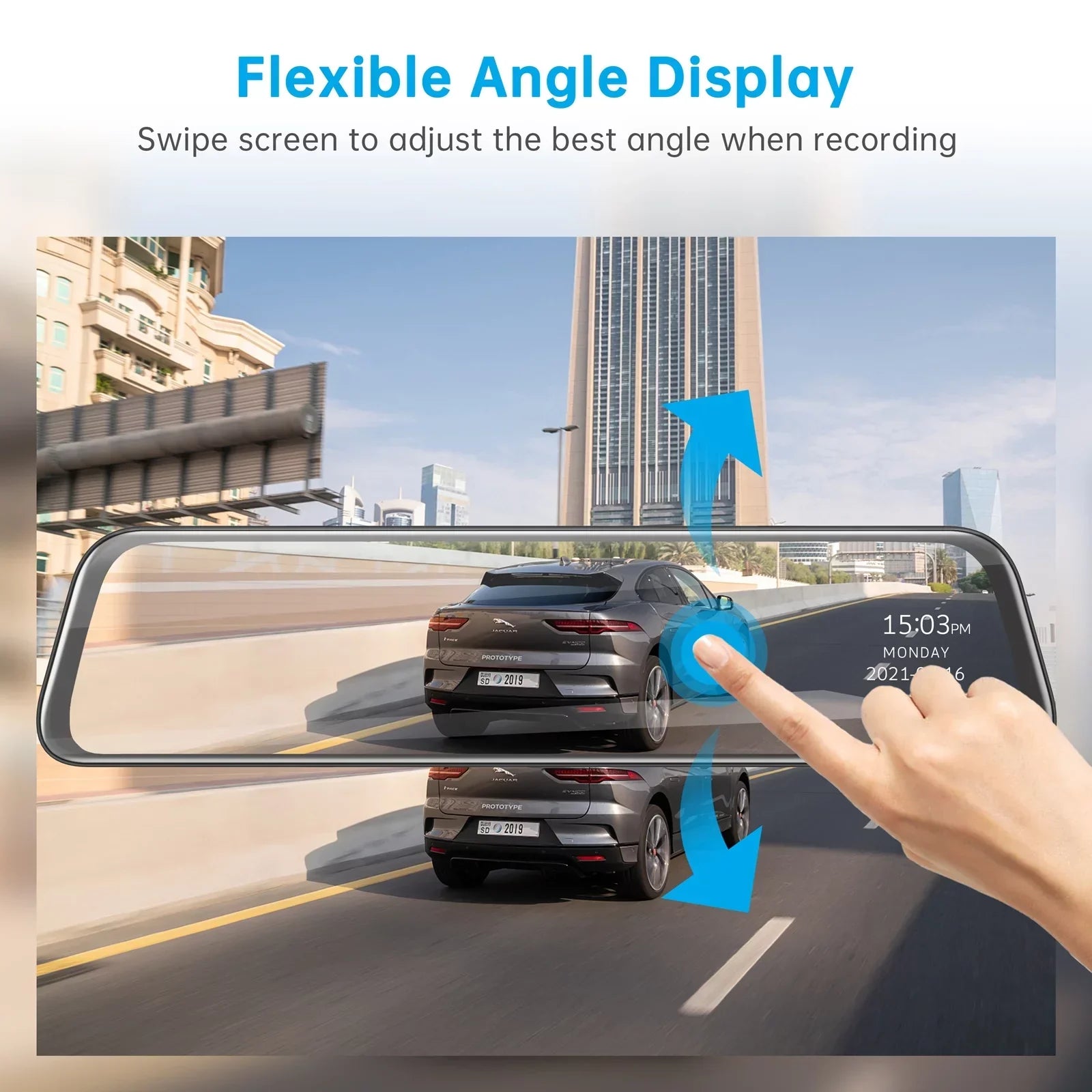 TOGUARD 2.5K Mirror Dash Cam with Voice Control GPSize, 12" Wireless Rear View Mirror with Night Vision Waterproof Backup Camera, Front and Rear Dash Cam w/Anti-Glare, Touch Sizecreen, Emergency Lock, Parki