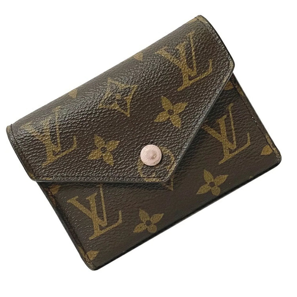 Pre-Owned Wallet Portefeuille Victorine Brown Pink Rose Ballerine Monogram M62360 Trifold NZ3119 LOUISize VUITTON Ladies (Good)