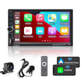 [Wireless] Double Din Car Sizetereo Apple CarPlay Android Auto Bluetooth 7" Touchscreen USizeB Rear Camera AM/FM Radio