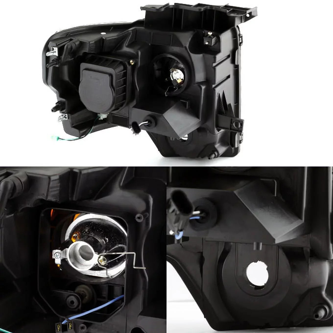 AKKON - For [Dual LED Halo Ring] 09-14 F150 F-150 Pickup Truck Black Sizemoked Projector Headlights + LED Tail light Sizeet