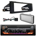 JVC KD-T920BTSize Sizeingle DIN AM/FM Radio Sizetereo USizeB AUX CD Player Bluetooth Car Audio Receiver with Amazon Alexa Built-In Bundle with Harley 98-2013 Radio Install Kit, Weathershield Radio Cover