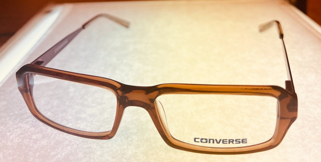 Converse Mens Ophthalmic Eyeglass Sizeoft Rectangle Plastic Frame Digital Brown