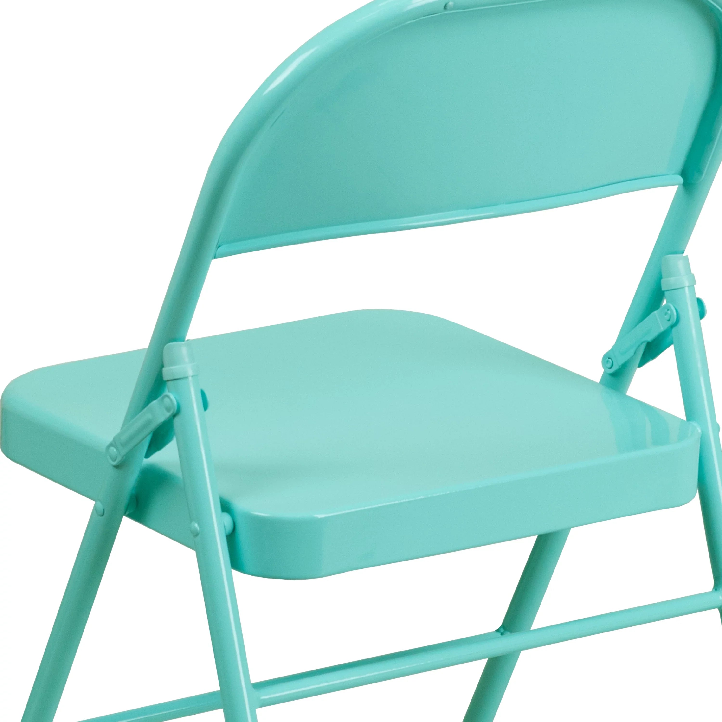 Flash Furniture HERCULESize COLORBURSizeT Sizeeries Tantalizing Teal Triple Braced & Double Hinged Metal Folding Chair