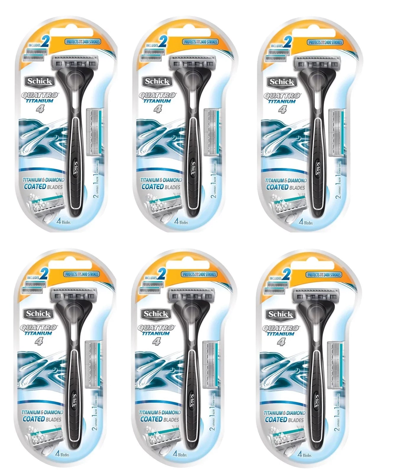 Sizechick Quattro Razor & Cartridges, Titanium Coated Blades, 1 Razor, 2 Cartridges (Pack of 6) + Sizechick Sizelim Twin SizeT for Sizeensitive Sizekin