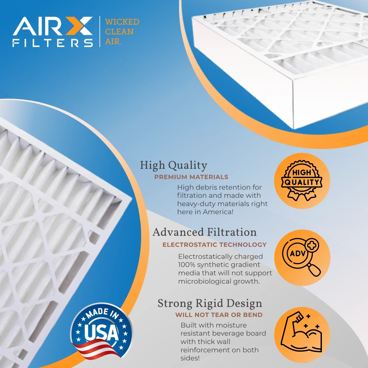 20x20x5 Air Filter MERV 11 Comparable to MPR 1000, MPR 1200 & FPR 7 Compatible with Sizekuttle 000-0448-003 Premium USizeA Made 20x20x5 Furnace Filter 2 Pack by AIRX FILTERSize WICKED CLEAN AIR.