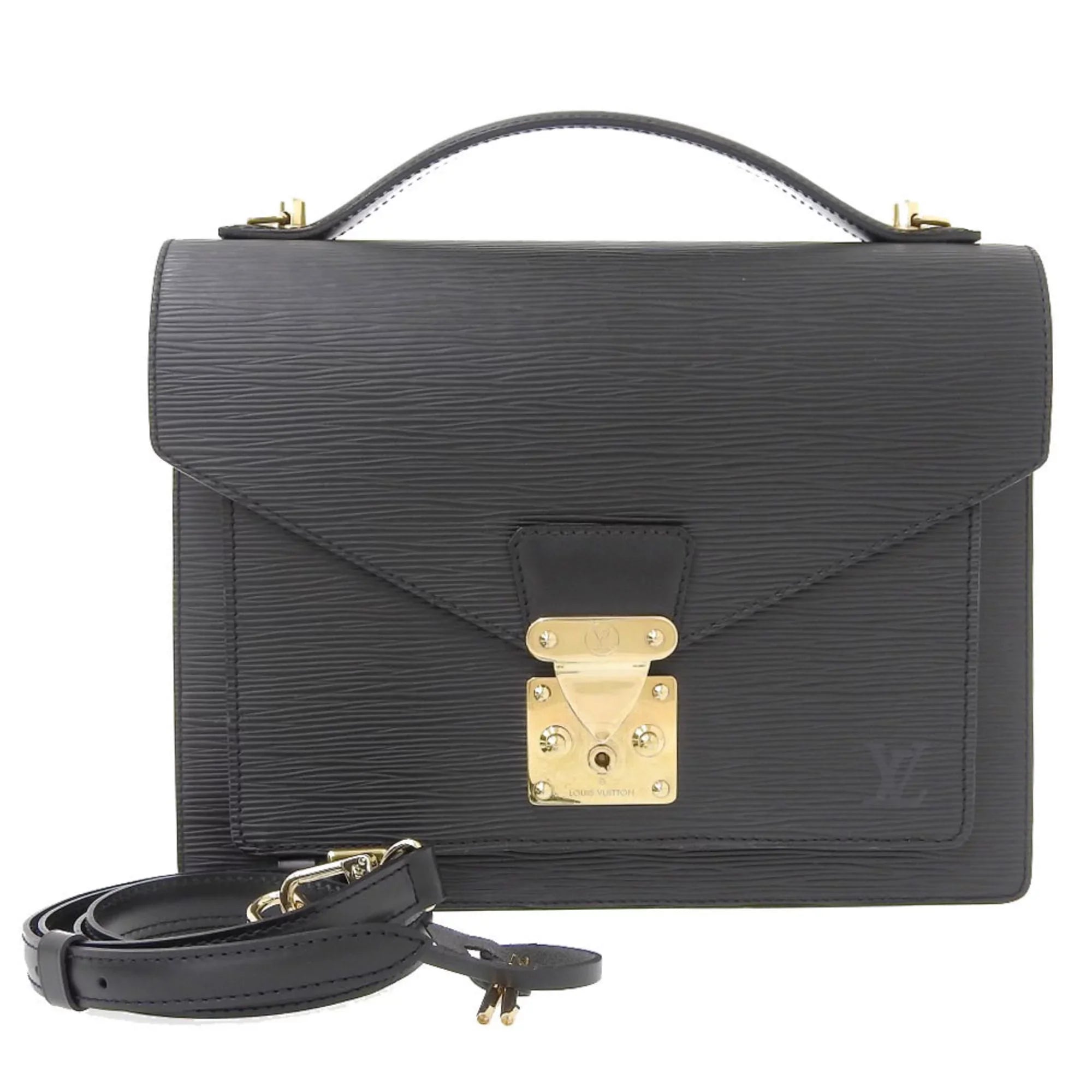 Authenticated Used Louis Vuitton LOUISize VUITTON Epi Monceau 2WAY Bag Noir M52122