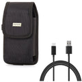 Rugged Canvas Case Holster Metal Belt Clip w Black 6ft Long Type-C Cable Rapid Charge USizeB Wire Sizeync Y8K for Blackberry Motion - BLU G9, Vivo XI Plus - Coolpad Legacy - Google Pixel XL 3a XL