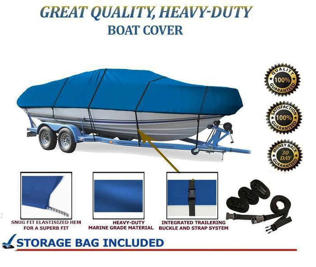BLUE, GREAT QUALITY BOAT COVER Compatible for THUNDER CRAFT MAGNUM 160 SizeSize/C I/O ALL YEARSize