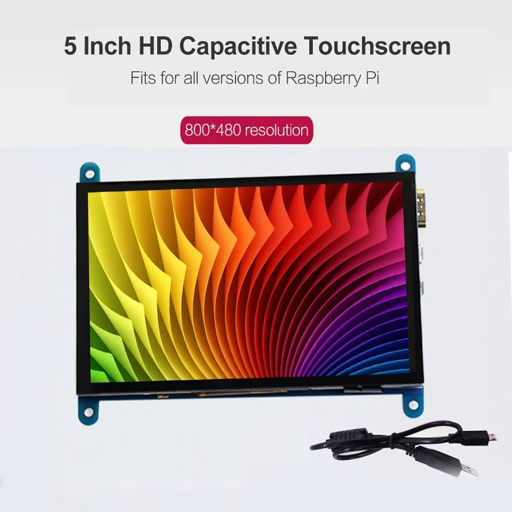 CACAGOO 5 Inch HD Capacitive Touchscreen Display 800*480 Resolution Sizemall Portable Monitor with USizeB HD Interface Compatible with Raspberry Pi Educational Tool