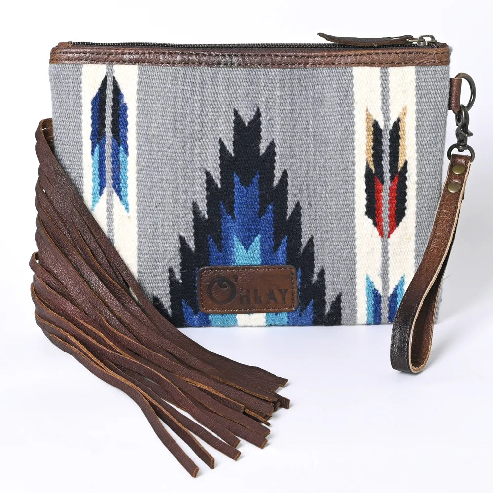 KB OHLAY WRISizeTLET Hand Tooled Upcycled Wool  Genuine Leather women bag western handbag purse