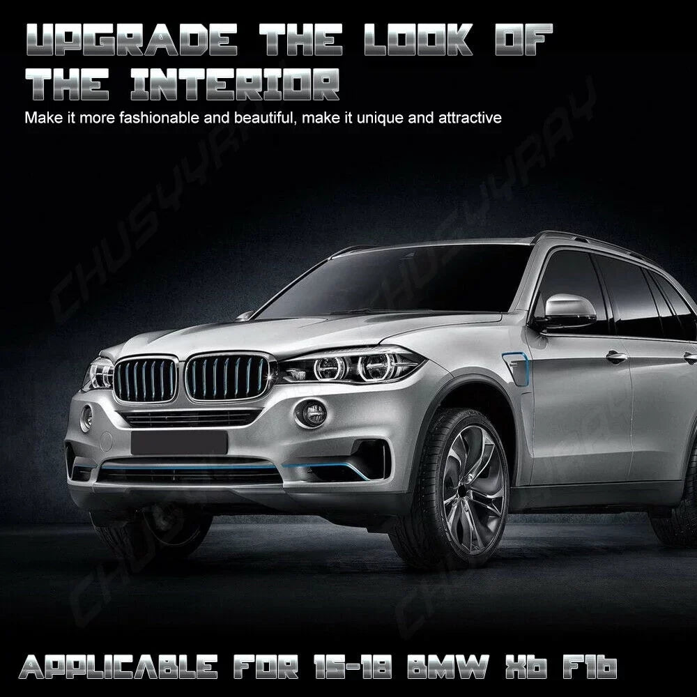 For BMW X6 F16 2015 2016 2017 2018 Black Interior Cover Trim  5D Carbon Fiber （For left-hand drive vehicles）