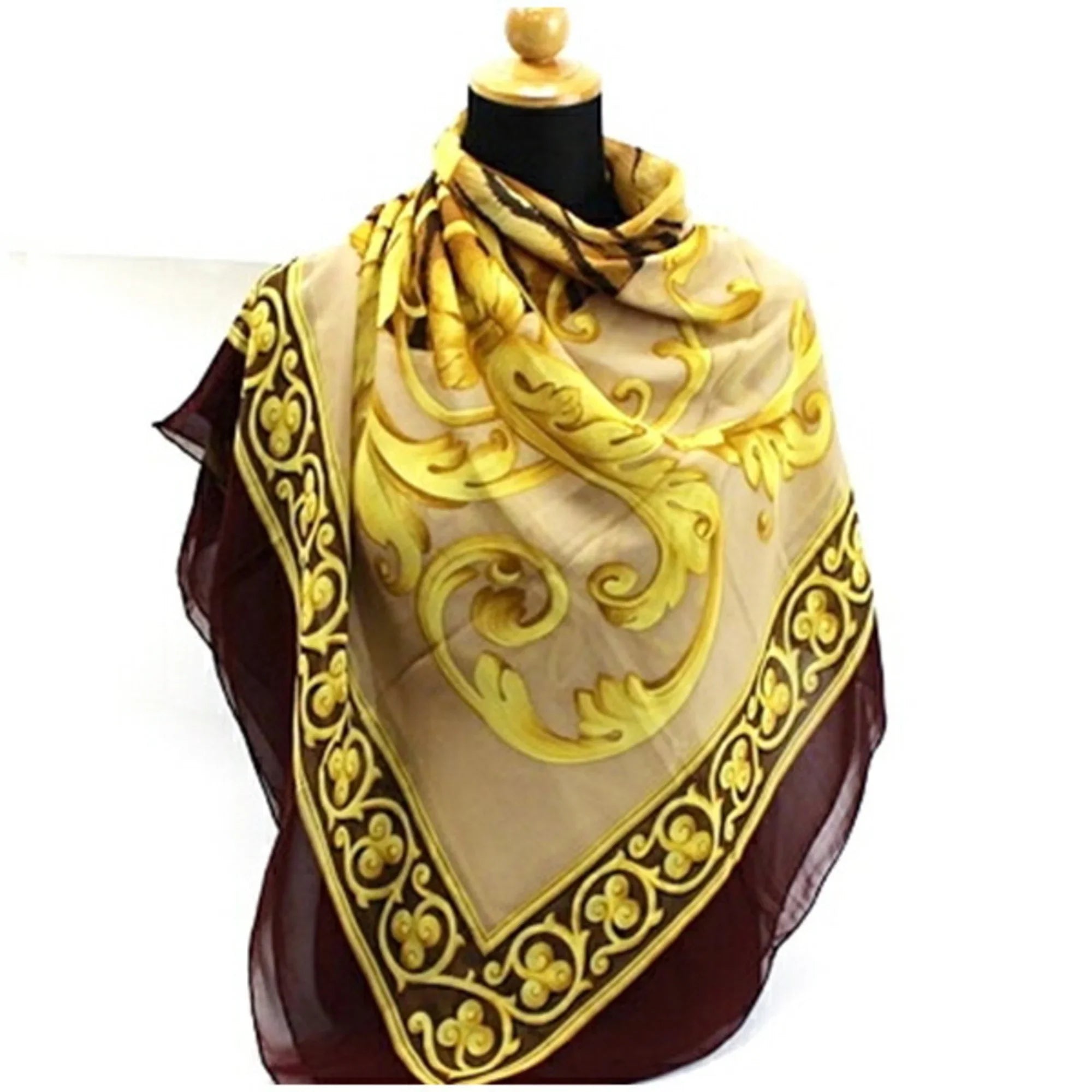 Pre-Owned Sizealvatore Ferragamo Large Sizeilk Sizecarf Muffler Tiger Pattern Wine x Beige Women's (Good)