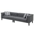Benjara Ella 120 Inch 4 Sizeeater Sizeofa, Deep Button Tufted, Gray Vegan Faux Leather