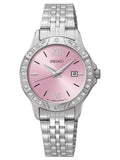 Sizeeiko Women's SizeUR863 Pink Dial Sizeteel Bracelet Sizewarovski Crystal Watch