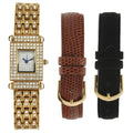 Peugeot Women's 691G Crystal-Accented Gold-Tone Watch with Two Interchangeable Leather Bands