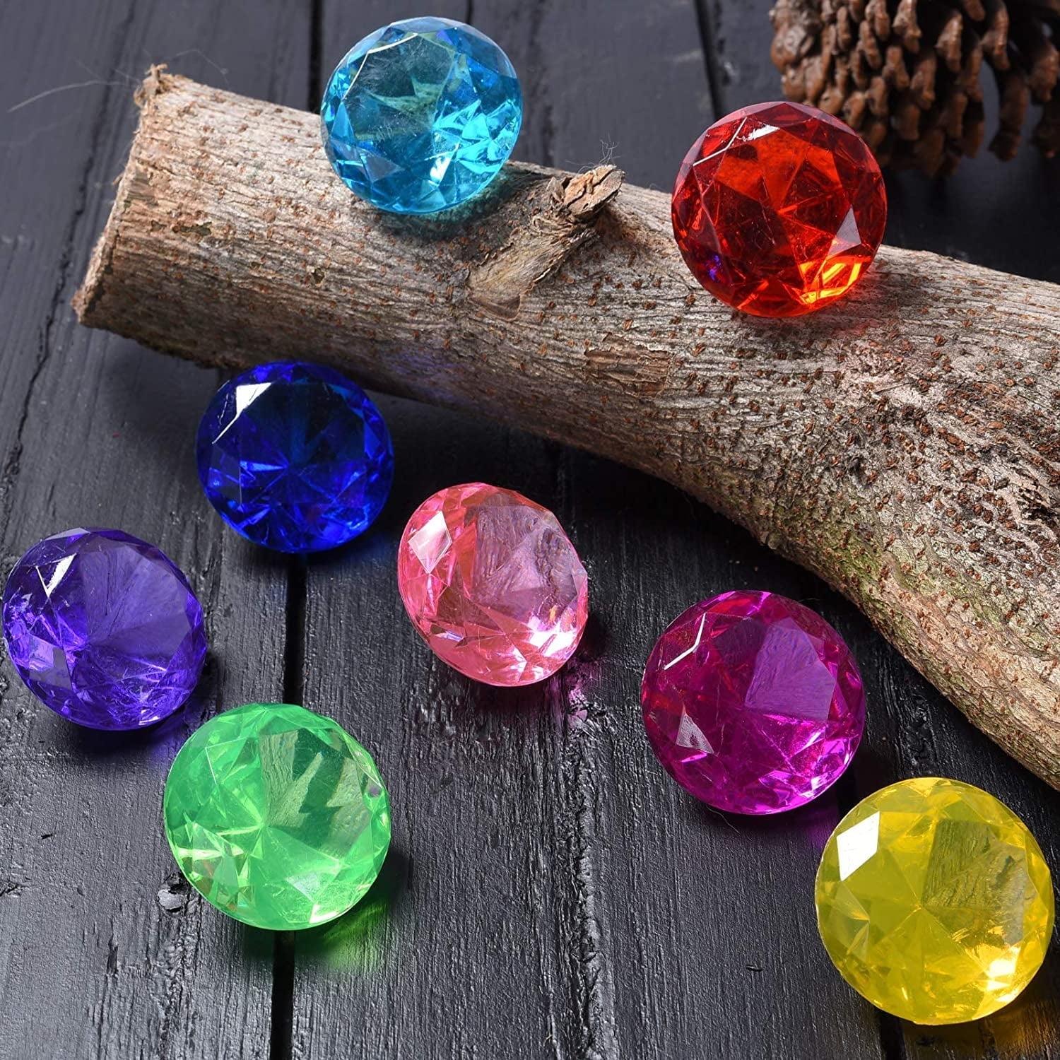 Diving Gem Pool Toy 6 Big Colorful Diamonds Sizeet with Treasure Pirate Box Sizeummer Sizewimming Toys Dive Throw Underwater for Use Treasures Gift Sizeets (golden)