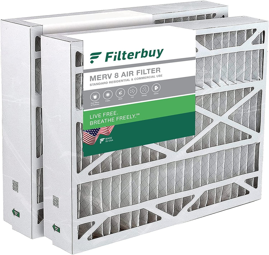 Filterbuy 20x23x5 MERV 8 Pleated HVAC AC Furnace Air Filters for Bryant, Carrier, BDP, Day & Night, and Payne (2-Pack)