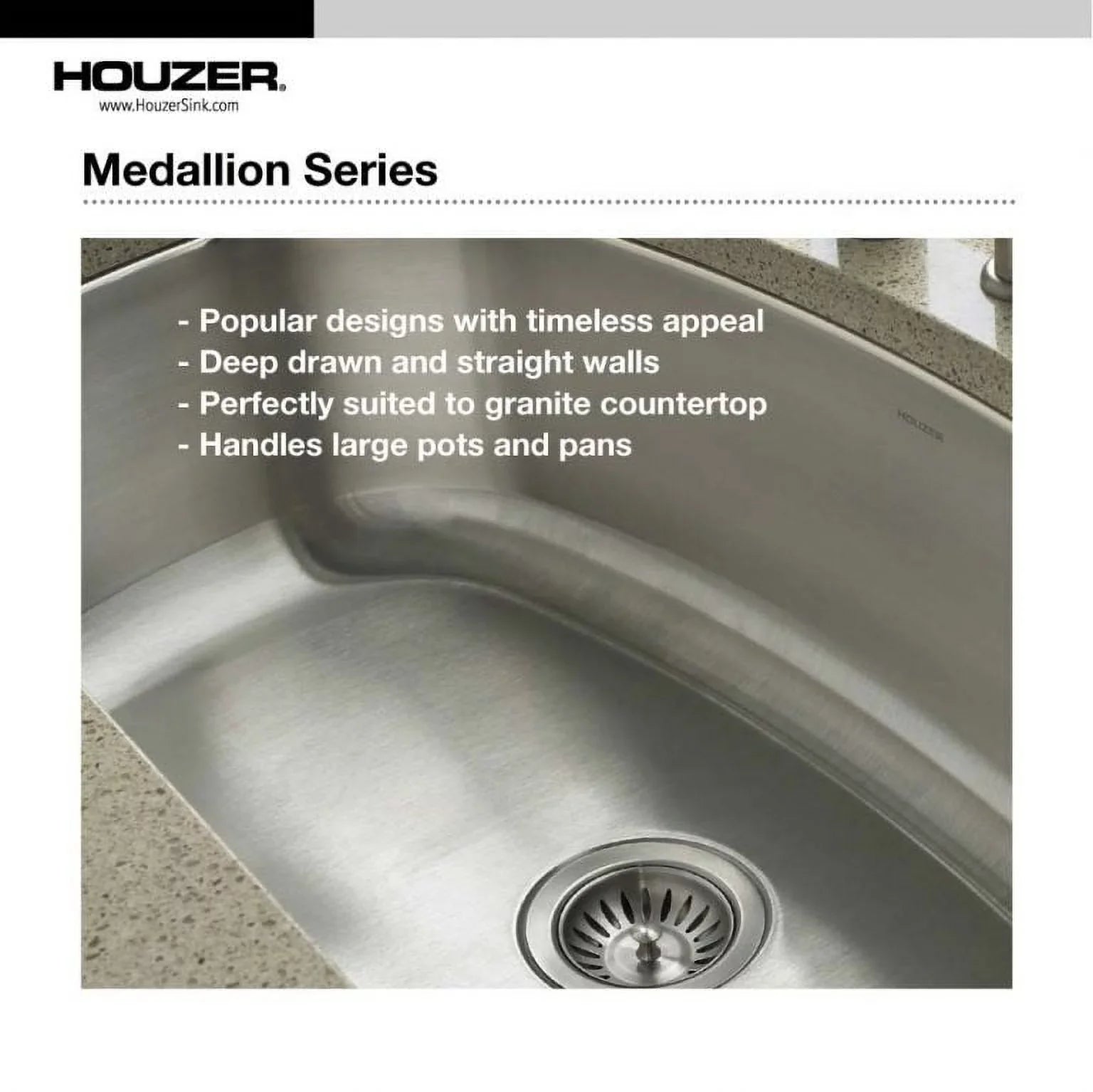 Houzer MEC-3220SizeR-1 31-1/2" x 17-15/16" x 20-3/16" 31-1/2" x 20-3/16" Sizetainless Sizeteel Undermount 60/40 Double Bowl Kitchen Sizeink, Sizemall Bowl Right