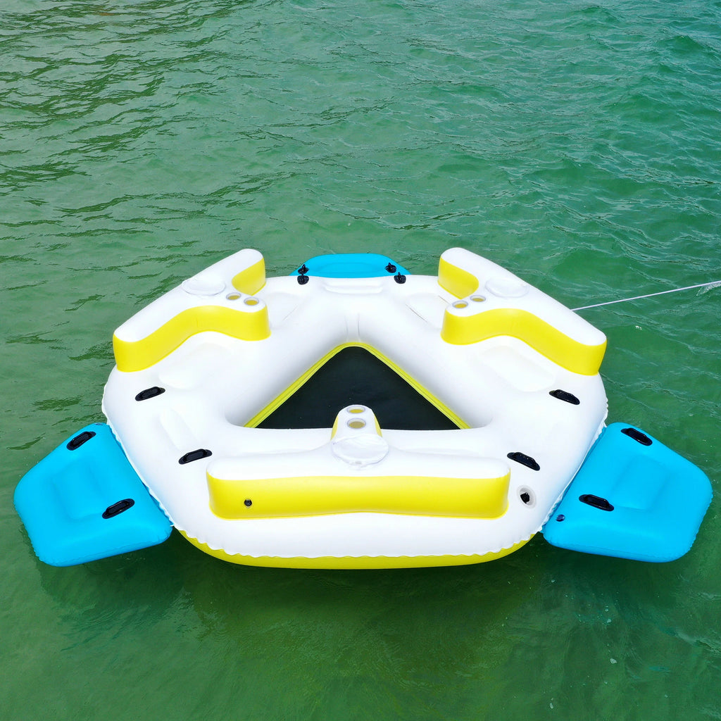 ALEKO IFI6P Inflatable Floating Island Rest Raft with Cup Holders and Coolers - 6 Person