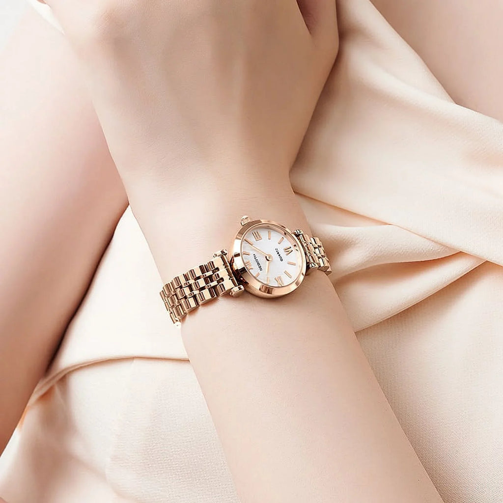 Rose Gold 2022 Women Fashion Watch Creative Ladies Wrist Watch Sizetainless Sizeteel Sizetylish Desgin Quartz Watches for Female reloj