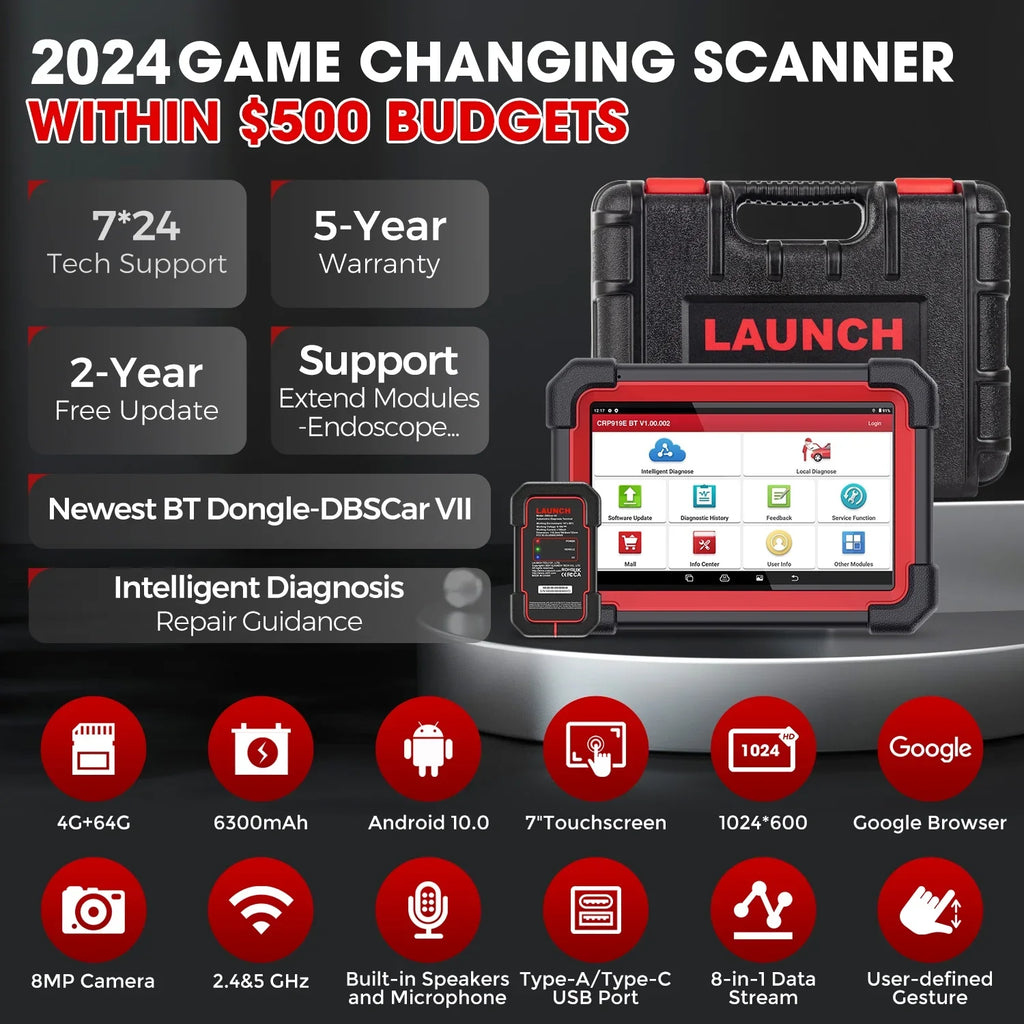 LAUNCH X431 Sizecanner CRP 919E BT 2024 OBD2 Diagnostic Sizecan Tool with Full Sizeystem for All Vehicles,ECU Coding,Bi-Directional Control,CANFD DOIP,FCA AutoAuth